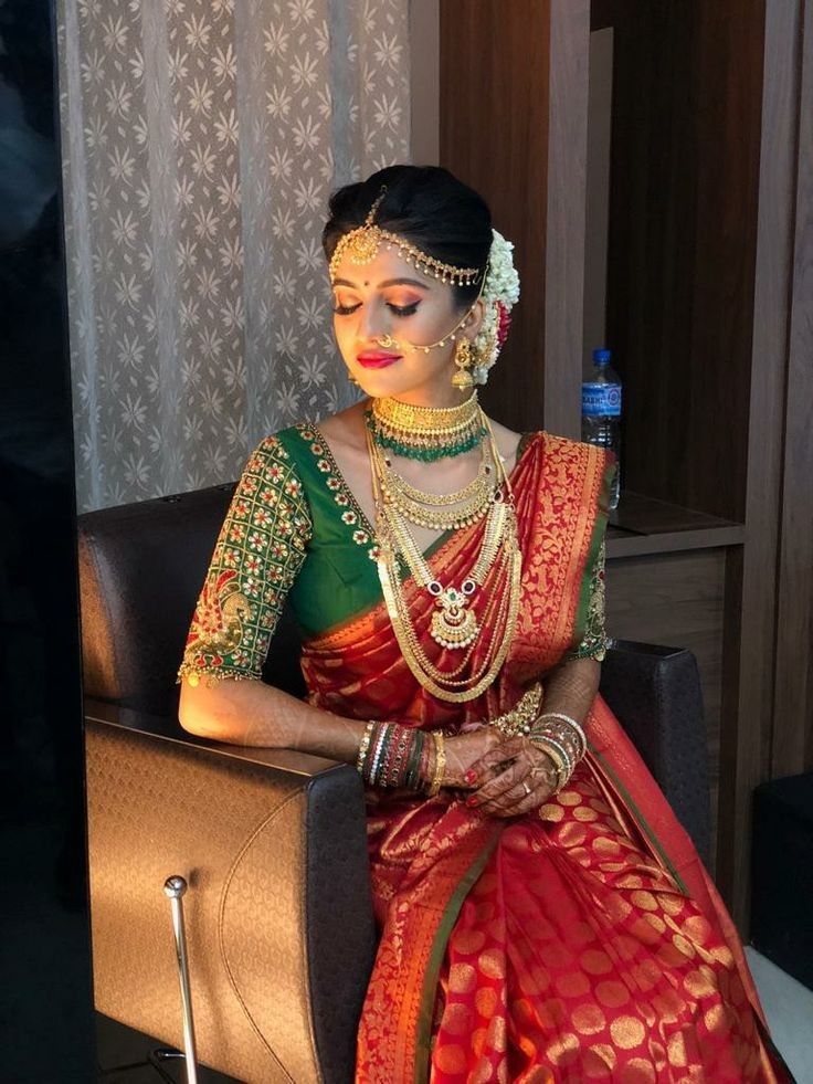 Red Bridal saree with contrast blouse skin-laser-treatments